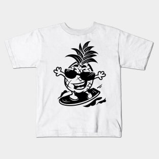 Pineapple on a Surfboard Kids T-Shirt